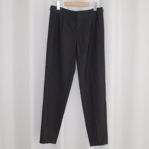 Vince Black Wool Tapered Trousers Adjustable Waist Sz 2 - Picture 2 of 7